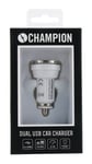 Champion Dual USB car charger - vit 12V-24V