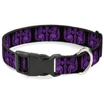 Buckle-Down BD Collier à Clip en Plastique Motif crânes avec Ailes Noir/Violet 2,5 cm de Large Convient pour Tour de Cou de 27,9 à 43,2 cm Taille M