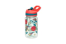 Pearhead Outer Space Kids Water Bottle for School, Spill Proof, Tritan Flip Straw 16oz, BPA Free and Dishwasher Safe, Travel and Sports Tumbler, School Supplies, Rocket Theme