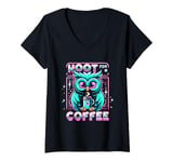 Womens Funny Owl Hoot For Coffee Lovers V-Neck T-Shirt