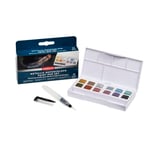 Derwent Metallic Paint Pan Set, Set of 12, Half Pan Size, Water-Soluble, Ideal for Painting & Crafts, Professional Quality, Travel Size, 2306246