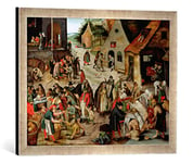 Kunst für Alle 'Image encadrée de Pieter Brueghel Le Jeune Les œuvres de miséricorde Impression d'art dans Le Cadre de Haute qualité Photos Fait Main, 60 x 40 cm, Argent Raya