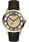 Fossil Watch for Men Townsman, Automatic Movement, 44 mm Gold Stainless Steel Case with a Leather Strap, ME3210