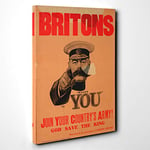 Big Box Art World War II Kitchener Wants You Poster Canvas Wall Art Print Ready to Hang Picture, 30 x 20 Inch (76 x 50 cm), Multi-Coloured