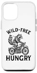 Coque pour iPhone 13 Wild Free Hungry Racoon Moto Rider Biker Raton laveur