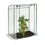 Relaxdays Tomato Greenhouse, PVC Cover, HWD: 170 x 130 x 75 cm, Walk-in Cultivation Room with Door, Transparent/Green, 50% 40% Iron 10% Plastic