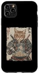 Coque pour iPhone 11 Pro Max Samurai Cat Loves Ramen Anime Drôle Anime Art Japonais Samouraï