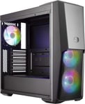 MasterBox MB500 ARGB - Boîtier Moyen tour PC Gamer ATX, panneau demi-maille, 3 x ventilateur 120 mm pré-installés, panneau latéral en verre, flexibles configurations de flux d'air - ARGB