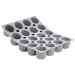 De Buyer - Plaque de 20 mini Canelés Bordelais ELASTOMOULE en mousse de silicone - 21 x 17,6 cm, diamètre 3,5 cm -, Gris