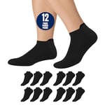 KOPNHAGN Chaussettes Basses Homme 43-46 Femme 39-42 35-38 Chaussette Sport Randonnée, Lot de 12 paires, Noire, EU 47/50