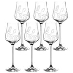 Leonardo Boccio 066437 Lot de 6 verres à liqueur pour grappa en cristal avec gravure florale Capacité 210 ml Passe au lave-vaisselle