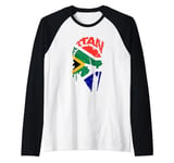 Spartan warrior South African flag. Design USA Vintage Raglan Baseball Tee