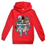 Barnens tecknade spel Hoodie Casual Långärmad Huvtröja Minecraft Grafisk Tröja för 5-12 år pojkar flickor-Xin Red 5-6Years