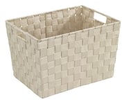 WENKO Panier de salle de bains Adria, Format M, Panier de Rangement Tendance, Style Plastique Tissé, En Polypropylène, Dimensions: 35 x 22 x 25,5 cm, Couleur: Beige