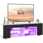 HOMCOM TV Stand 145cm TV Unit with Glass Shelves RGB LED Light for 60"TV Black