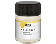 Kreul 78501 - Lasure acrylique pour bois aux couleurs intenses, pot de 50 ml en blanc, pour bois naturel non traité et papiers naturels absorbants, fluide - peinture liquide à base d'eau