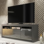 TV Unit 160cm | Dark Grey High Gloss Doors | Sideboard Cabinet Cupboard TV Stand