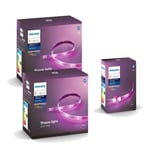 Philips Hue - 2x Lightstrip Plus Starter Kit 2 meter & 1x Lighstrip 1 Meter Extension - Bundle