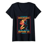 Womens Let Us Run With Endurance The Race Marathon Running V-Neck T-Shirt