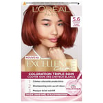 L'Oréal Paris - Excellence Crème - Coloration Permanente Triple Soin 100 pourcent Couverture Cheveux Blancs - Nuance 5,60 Châtain Auburn