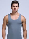 Miesten Ice Silk Sports Saumaton Pure Color -liivi, Hihaton Compression Fitness-paita Gym·Grey·L