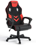 Fauteuil Gamer - Bigzzia Chaise Gaming Noir Et Rouge Siège De Bureau Réglable - Avec Coussin Et Oreiller