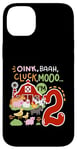 Coque pour iPhone 14 Plus Oink Baa Moo I'm 2 Farm Animals 2ème anniversaire 2 ans