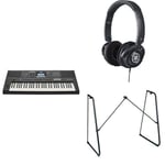 Yamaha PSR-E473 Portable Versatile Digital Keyboard bundled with HPH-150 Headphones, L-2C Keyboard Stand