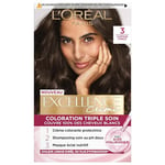 L'Oréal Paris - Excellence Crème - Coloration Permanente Triple Soin 100% Couverture Cheveux Blancs - Nuance 3 Chtain Foncé
