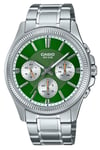 Casio Enticer Analog Stainless Steel Green Dial Quartz MTP-1375D-3 Mens Watch