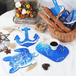 AIUII Resin Silicone Mould Beach Turtle Whale Tray Resin Mould Round Rectangle Serving Tray Coaster Mould