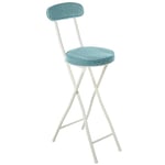 DRW Tabouret Haut avec Dossier Pliable en métal et Tissu, Blanc et Vert, 42 x 30 x 93 cm