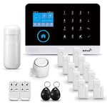 PGST Alarme Maison sans Fil WiFi, 17 Pièces GSM 4G Sécurité Système Cambrioleur 120DB,Kits pour la Maison,Compatible avec Alexa, Google Assistant(PG103-4G)