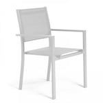 Fauteuil de jardin aluminium et textilène blanc   Oviala