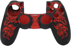 Peau De Manette Ps4, Coque Souple En Caoutchouc De Silicone, Étui De Protection Anti-Dérapant, Housse De Manette De Jeu Sans Fil Pour Manette Ps4(Black And Red)