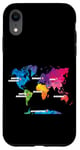 Coque pour iPhone XR Carte Colorée Terre Pays Continent Géographie Carte Du Monde