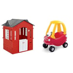 little tikes , 653889M Cape Cottage Playhouse - With Working Doors, Windows and Shutters & Cozy Coupe Car, Kids RideOn Foot to Floor Slider, Mini Vehicle Push Car