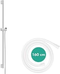 hansgrohe Unica Pulsify S - Barre de douche 90cm avec flexible de douche 160 cm Isiflex et support de douche, Blanc mat, 24401700
