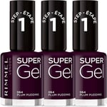 RIMMEL Super Gel High Shine Nail Polish 12ml - 064 Plum Pudding *PACK OF 3*