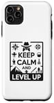 Coque pour iPhone 11 Pro Max Keep Calm and Level Up Gamer pour les joueurs amusants