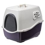 Ferplast Cat Litter Tray with Lid MAXI BILL, Large Cat Litter Box, Hooded Cat Litter Box, with 2 Anti-Odour Filters, 57 x 45 x h 48 cm, Darkened Door and Handle