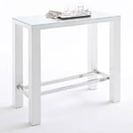 Table de bar design janis 120 x 60 cm finition laque blanche brillante