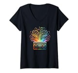 Womens Boombox Old School 80s Music Hip Hop V-Neck T-Shirt