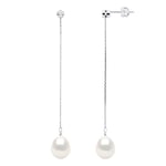 Ateliers Saint Germain Womens Earrings Prestige -Diamonds 0,02 Cts - Quality HSI - White Gold - Real Cultured Freshwater Pearls Pear 9-10 mm - One Size