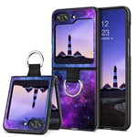 YINLAI Coque pour Samsung Z Flip 5 5G, Etui Nébuleuse Lumineuse Galaxy Z Flip 5, Case Brillant Ultra-Mince Antichoc Housse de Téléphone pour Samsung Galaxy Z Flip5 6.7"- Bleu