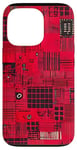 Coque pour iPhone 13 Pro Carte mère vintage à carreaux rouge