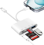 Lecteur Carte SD pour iPhone iPad,4 en 2 USB C Adaptateur Carte SD avec Micro SD/SD/USB OTG/Chargement Slot,Lecteurs de Carte Mémoire Externes pour iPhone16 15/Mac/Android/Samsung/Caméra(Q1315)