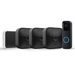 Blink Outdoor, Caméra de surveillance extérieure HD sans fil, résistante aux intempéries, Kit 3 caméra + Blink Sonnette Vidéo (Video Doorbell), Audio bidirectionnel, vidéo HD, Alexa intégré