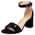 Dieenia Sandals Women Block Heel Sandals Ankle Strap Dress Sandals High Heel Party Shoes Summer Black Size 4.5 UK/38