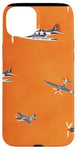 Coque pour iPhone 15 Plus Drapeau américain minimaliste orange tropical P-51 Mustang de la Seconde Guerre mondiale